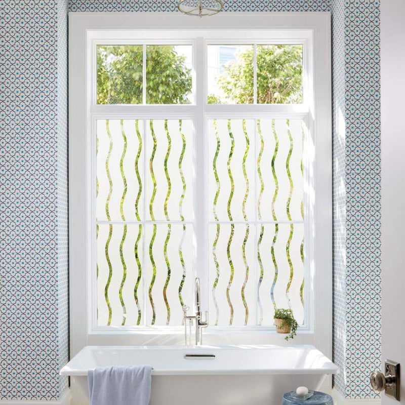 LEMON CLOUD Window Film for Privacy and Light Protectionï¼ŒNon Adhesive Removable Glass Covering Opaque Window Sticker Self Static Cling Vinyl Glass Film for Home Office (17.5 x 78.7 Inch,Wavy) - Image 2